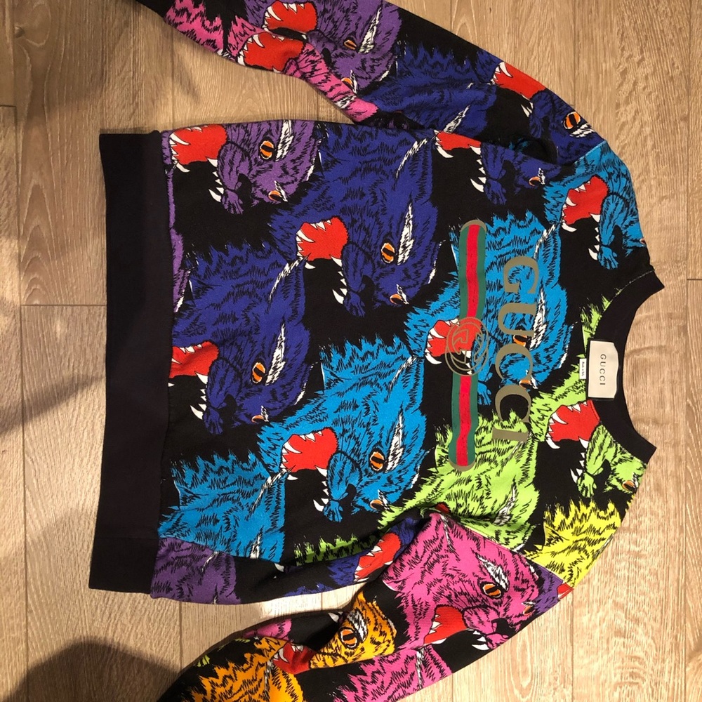 Gucci Oversize Jersey Logo Tiger Sweatshirt size M